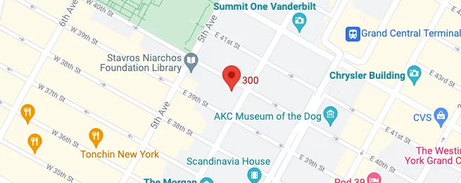 Google map view of our office, corner of Madison Ave and E. 40th Street.