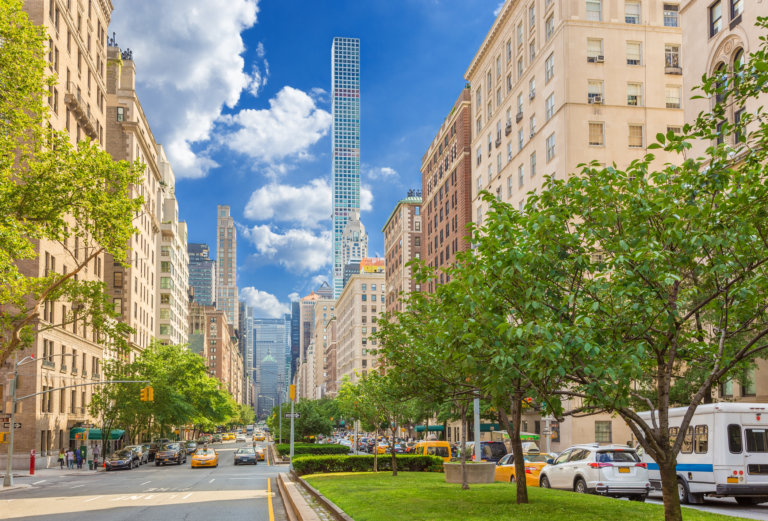 Park Avenue with Elite Co-op and Condominium Buildings, Manhattan Upper East Side, New York City, USA.